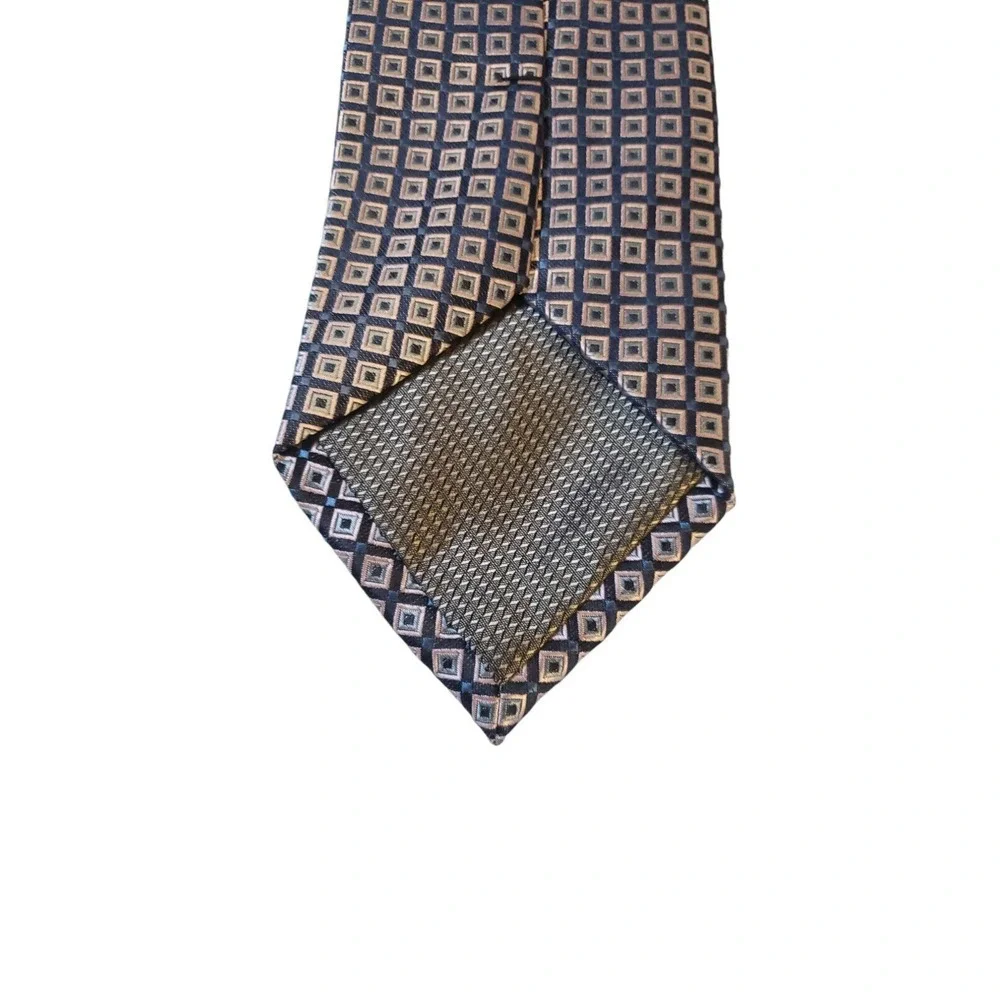 Bergamo New York Luxury Neck Tie Geometric Gray Blue Pointed Casual Business Men